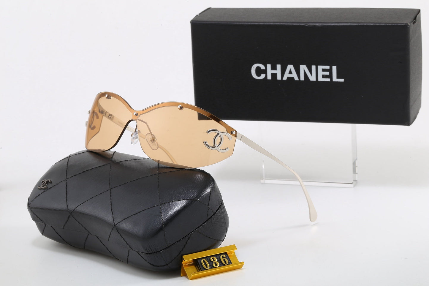 Y2K Rimless Shield Wrap Sunglasses, Retro UV400 Polarized Fashion Shades 036