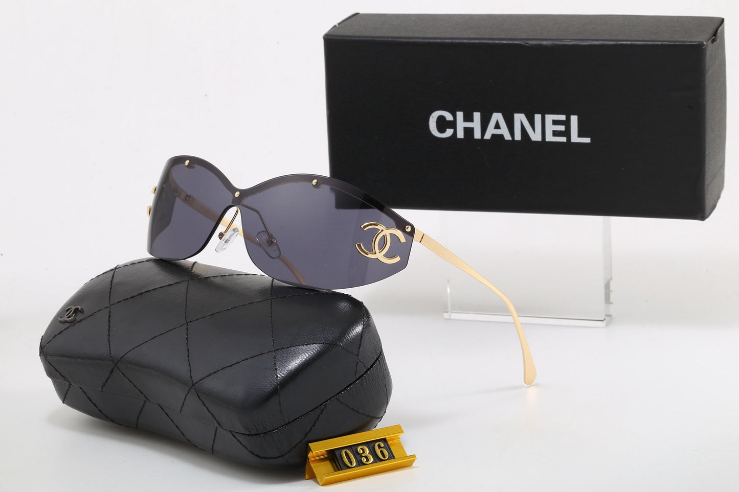 Y2K Rimless Shield Wrap Sunglasses, Retro UV400 Polarized Fashion Shades 036