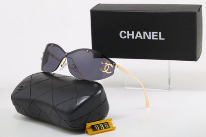 Y2K Rimless Shield Wrap Sunglasses, Retro UV400 Polarized Fashion Shades 036