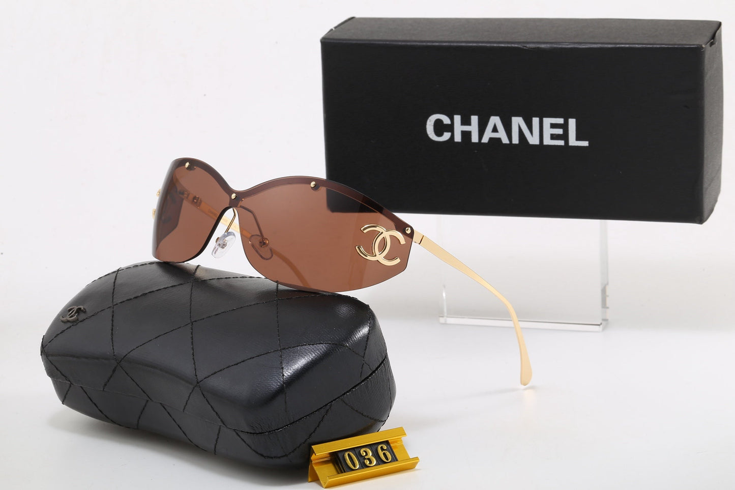 Y2K Rimless Shield Wrap Sunglasses, Retro UV400 Polarized Fashion Shades 036