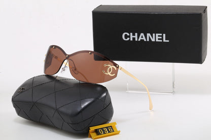 Y2K Rimless Shield Wrap Sunglasses, Retro UV400 Polarized Fashion Shades 036