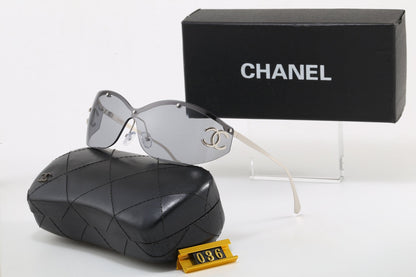 Y2K Rimless Shield Wrap Sunglasses, Retro UV400 Polarized Fashion Shades 036