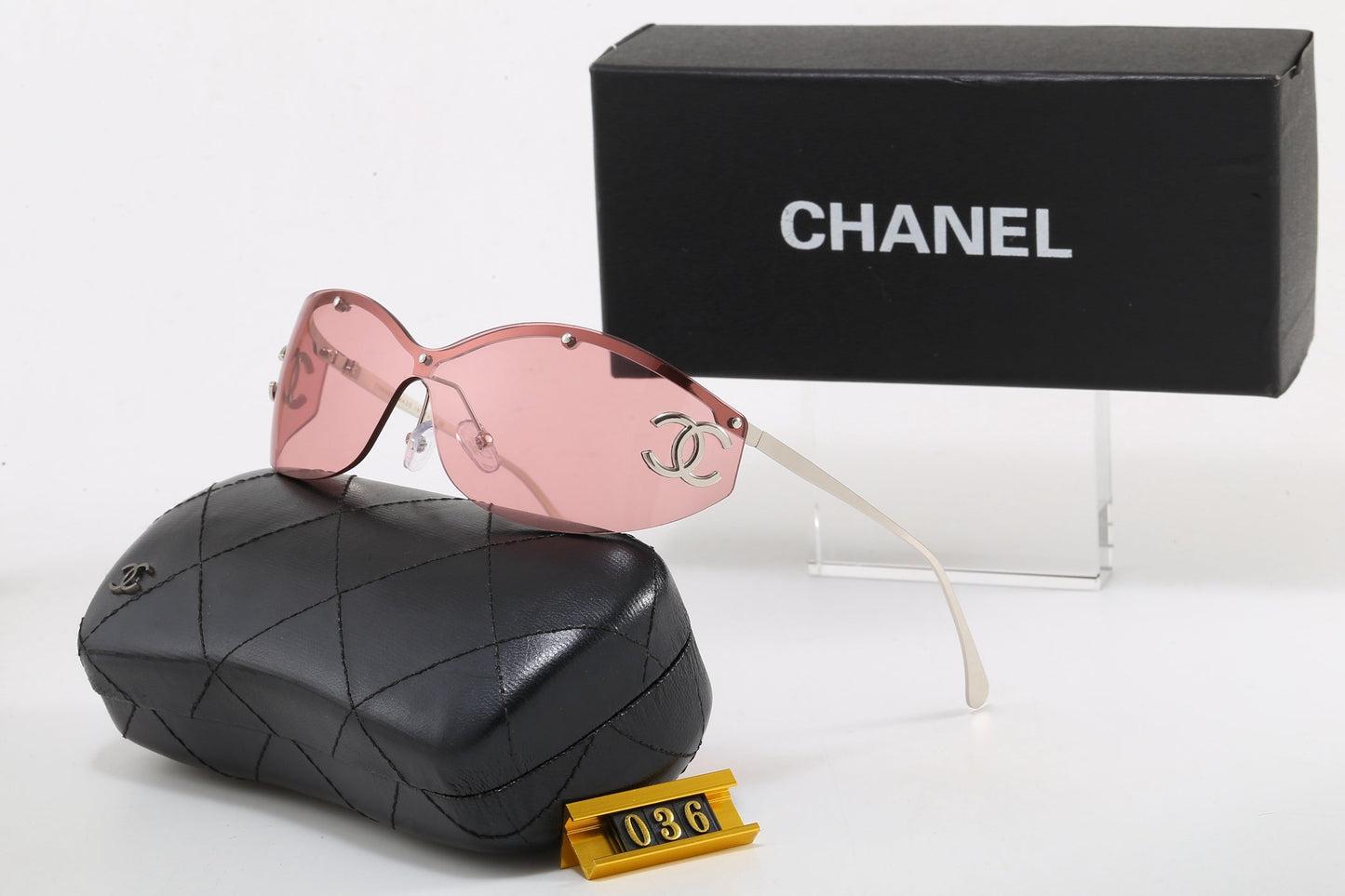 Y2K Rimless Shield Wrap Sunglasses, Retro UV400 Polarized Fashion Shades 036