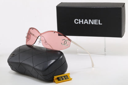 Y2K Rimless Shield Wrap Sunglasses, Retro UV400 Polarized Fashion Shades 036