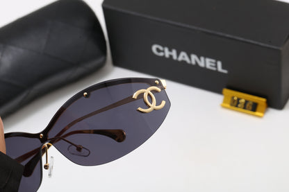 Y2K Rimless Shield Wrap Sunglasses, Retro UV400 Polarized Fashion Shades 036
