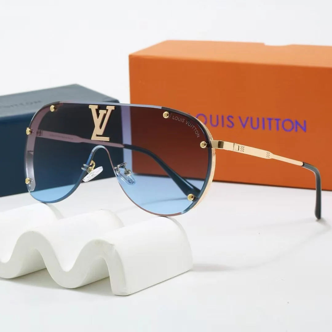 Oversized. integrated metal trendy sunglasses