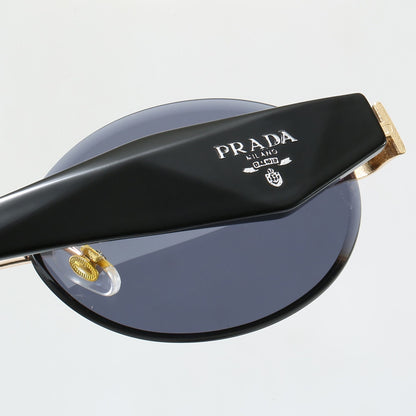 Round Rimless Sunglasses, Marble Temple UV400 Polarized Fashion Shades 6A008
