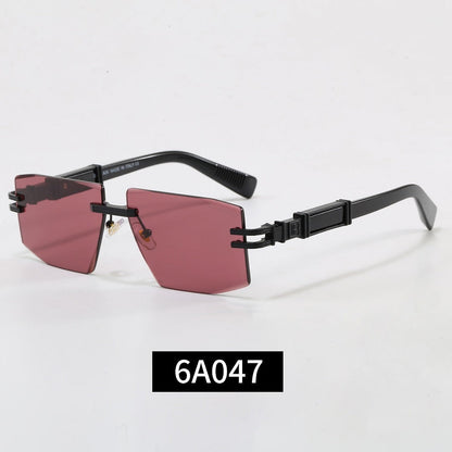 Rimless Geometric Sunglasses, UV400 Polarized Fashion Shades 6A047