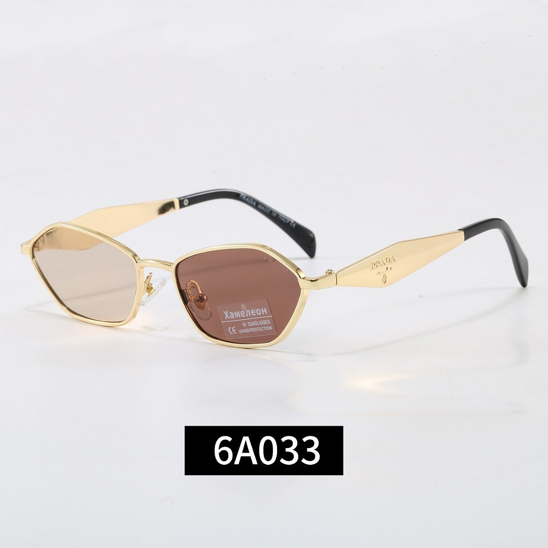 Irregular Metal Frame Sunglasses, Tortoise Temple UV400 Polarized Fashion Shades 6A003